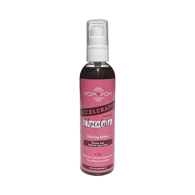 Tanning Oil Pompom - CHOCO - 100% natural with vitamin E, Eco Friendly - 4 oz