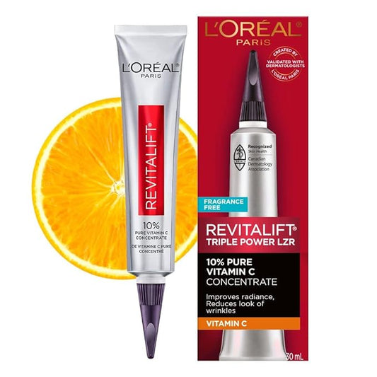 L'Oreal Paris Revitalift 10% Pure Vitamin C Face Serum, Brighter Skin, Reduced Wrinkles, Fragrance Free 1 0z.