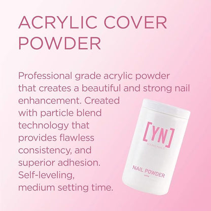 Young Nails Acrylic Cover Powder - Self-Leveling Acrylic Nail Powder, Clear Nude Pink White Acrylic Powder for Nail Extenstion, Professional Grade, Superior Adhesion, Color - Flamingo, 85g