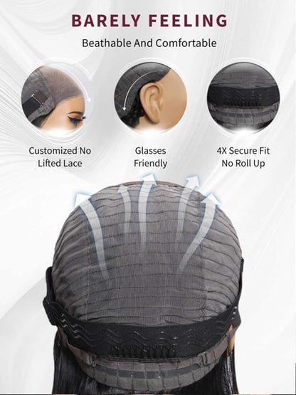 Beauty Forever Bye Bye Knots 7x5 Lace Front Wig Put on and Go Glueless Kinky Curly Human Hair Wigs,Reddish Brown Pre Cut Lace Closure Wigs Pre Plucked Hairline Pre Bleached Knots 150% Density 14inch