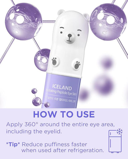 THESAEM Iceland Hydrating Peptide Eye Stick 0.24oz - Elasticity, Cooling, Moisturizing Eye Balm for Loose Skin – Under Eye Treatment - Balm to Smooth Skin Texture - Daisy Flower Scent, 2 Pack