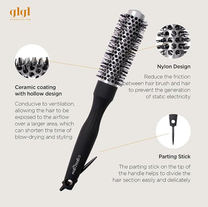 Professional Salon Round Brush with Ceramic Coating for Blow Drying - Salon Blowout Styling. Quick Styling and Voluminous Hair. (1 Inch)