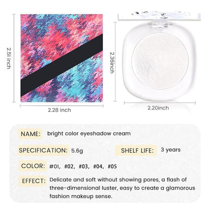 Eye shadow low saturation delicate long-lasting eye shadow palette, Monochrome Glittler Eyeshadow, pressed glitter eyeshadow, Glittle Pressed Powder Single Vegan Eyeshadow, (04 Glittle Pearl White)