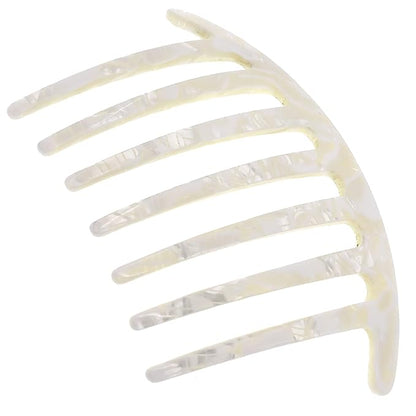 Camila Paris CP3185 French Handmade Side Comb Rounded, White, French Twist Hair Combs Decorative, Strong Hold Hair Clips for Women Bun Chignon Up-Do Styling Girls Hair Accessories Made in France