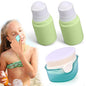 3 PCS Sunscreen Applicator for Kids, Soft Sunblock Brush + 2 PCS Empty Roller Ball Container for Sunscreen Lotion, Sunscreen Applicators for Family Travel
