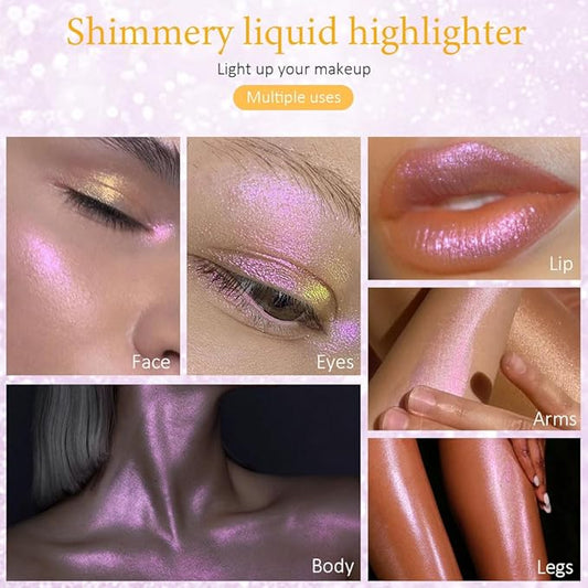 evpct Mermaid Pink Highlighter Makeup Liquid Blue Purple Palette Stick