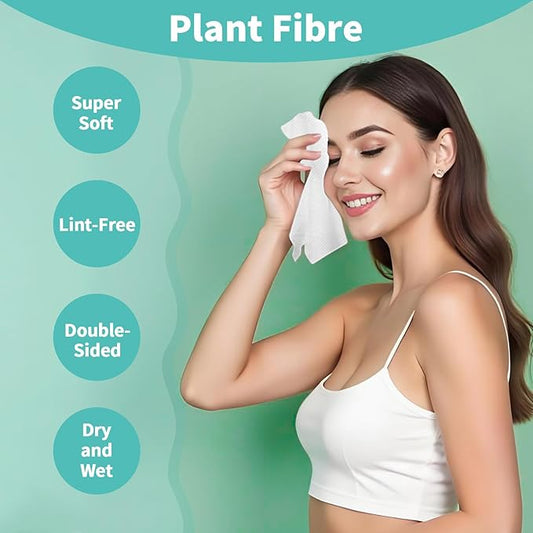 Face Towels, 10"×12" Disposable Face Towel, Face Towelettes XL, Ultra Soft Makeup Remover Dry Wipes, Thick Face Towel for Cleansing,100 Count (2 Pack)