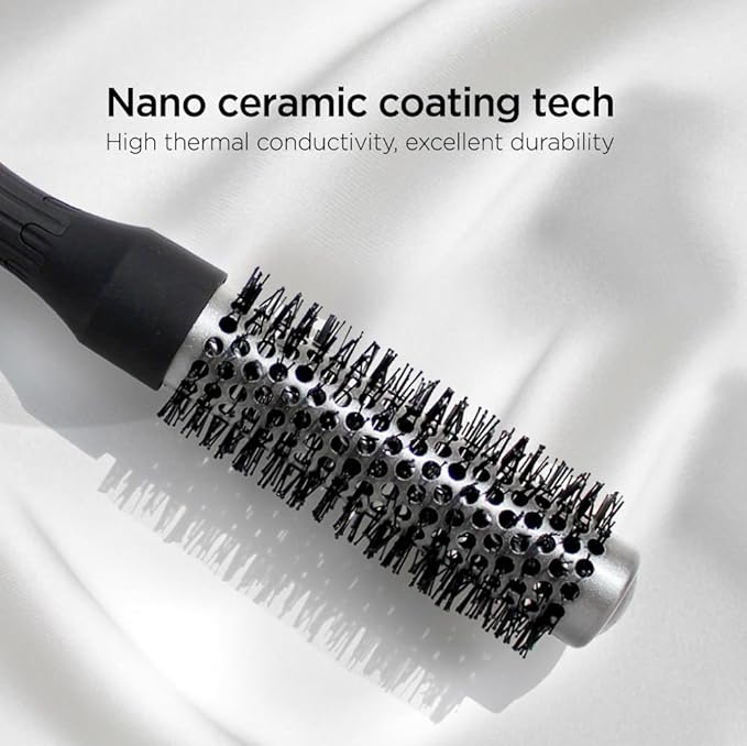 Professional Salon Round Brush with Ceramic Coating for Blow Drying - Salon Blowout Styling. Quick Styling and Voluminous Hair. (1 Inch)