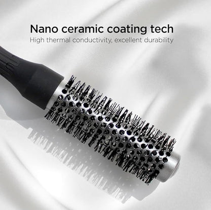 Professional Salon Round Brush with Ceramic Coating for Blow Drying - Salon Blowout Styling. Quick Styling and Voluminous Hair. (1 Inch)