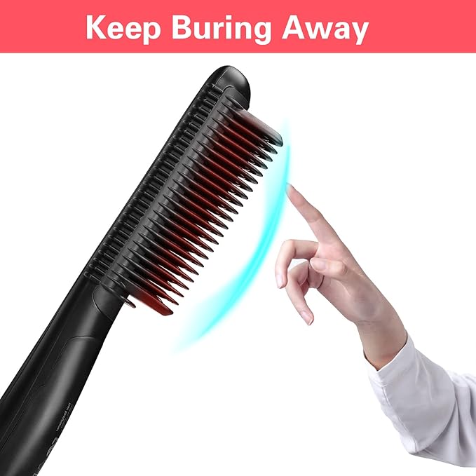 Ceramic Hair Straightener for Black Hair - Anti-Scald Design with 6 Temp Settings & Auto Shut Off, Salon-Quality Heat Protectant Styling Tool (Black)