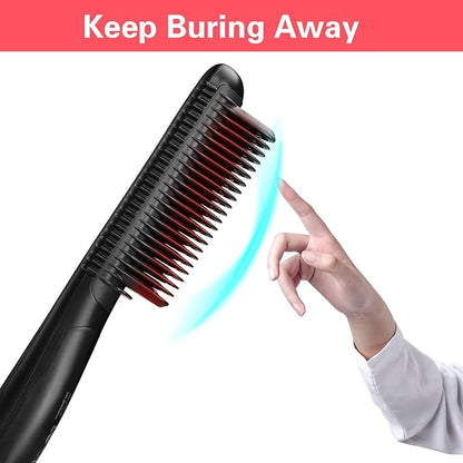 Ceramic Hair Straightener for Black Hair - Anti-Scald Design with 6 Temp Settings & Auto Shut Off, Salon-Quality Heat Protectant Styling Tool (Black)