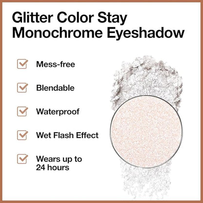 Monochrome Pressed Eyeshadow, Waterproof Neutral Powde Mini Shimmer Silver White Eyeshadow, sombras para ojos, Talc, Paraben & Cruelty Free (H02#Shimmer Silver White)