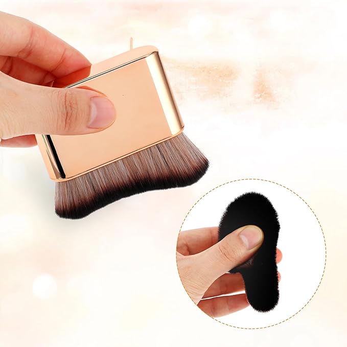 2Pcs Self Tan Brush Soft Body Makeup Brush Portable Self Tanning Brush Self Tanner Face Brush For Body & Leg Makeup（Rose Gold + Pink Rose Gold）