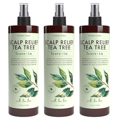 Scalp Relief Tea Tree Leave-In Conditioner, Relieve Itchy, Dry Scalp, Detangles Hair, 240ml/8 fl oz, 3-Pack