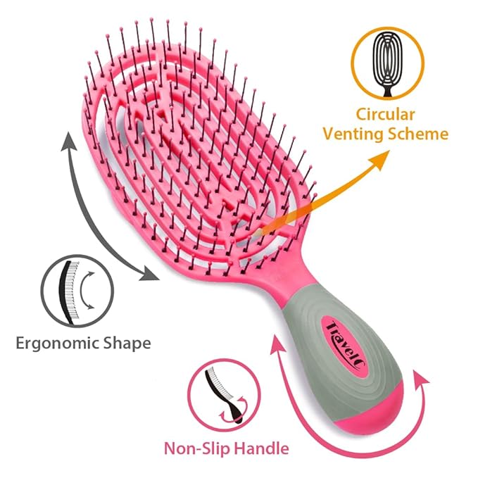 NuWay U.S. Patented Vented TravelC for All Hair Types is Hair Dryer Safe (Hot Pink)