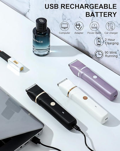 AREYZIN Body Hair Trimmer Men Painless Body Groomer & Ball Trimmer Men,3 in 1 Pubic Hair Trimmer,USB Recharge Dock,Replaceable Ceramic Blade Heads,IPX7,Mens Grooming Kits,Black