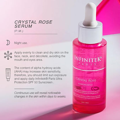 Infinitek Paris Crystal Rose Serum - Hydrating and Exfoliating Brightening Serum, Face Moisturizer and Skin Lightening, Moisturized Skin - Premium Facial Moisturizer 1 Fl Oz