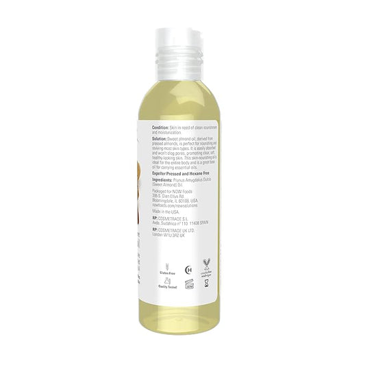 NOW Foods Solutions, Sweet Almond Oil, 100% Pure Moisturizing Oil, Promotes Healthy-Looking Skin, Unscented , 4-Ounce