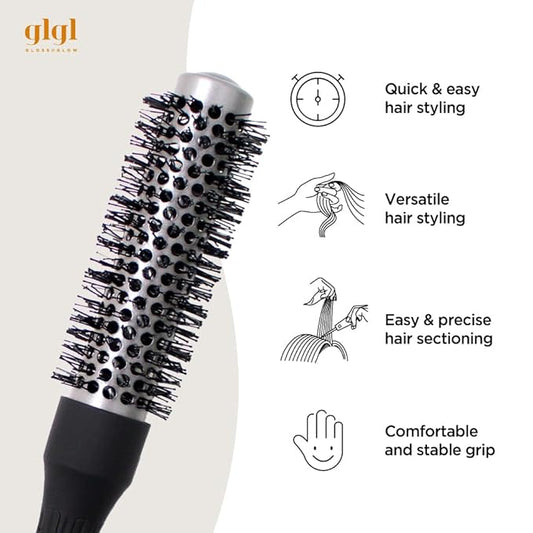 Professional Salon Round Brush with Ceramic Coating for Blow Drying - Salon Blowout Styling. Quick Styling and Voluminous Hair. (1 Inch)