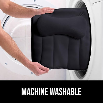 GORILLA GRIP Mesh Bath Pillow for Tub, 6 Powerful Suction Cups, Oversized Headrest with Breathable FlexComfort Technology for Neck, Head, Back Support, Luxury Machine Washable Bathtub Must Haves Black