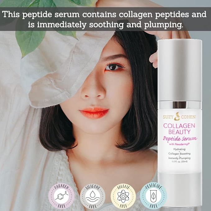 Suzy Cohen, Collagen Beauty Peptide Serum, Collagen Boosting, Instant Plumping Skin Elasticity, Firmness 30 ml