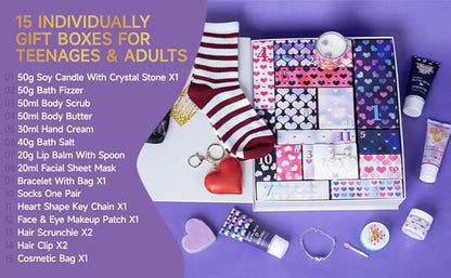 Thank You Gift Basket for Women Teens girls Gifts, Surprise Advent Calendar Bath Box Spa Gift, Birthday Gifts Self Care Kit, Fantasy Box Spa Gifts Shower baskets, Skincare Kit, Spa Gift for Daughter