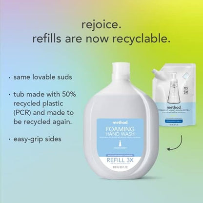 Method Foaming Hand Soap Refill, French Lavender, Recyclable Bottle, Biodegradable Formula, 28 fl oz (Pack of 4)