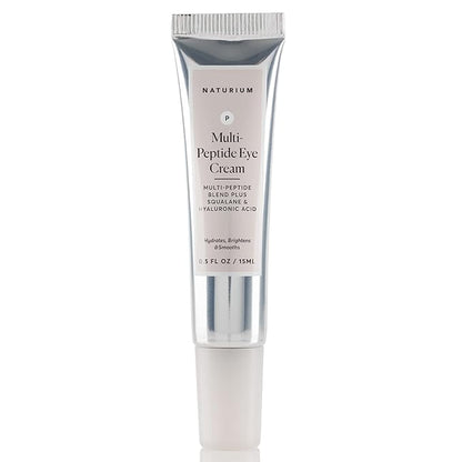 Naturium Multi-Peptide Eye Cream, Smoothing & Anti-Aging Skincare, with Squalene & Hyaluronic Acid, 0.5 oz