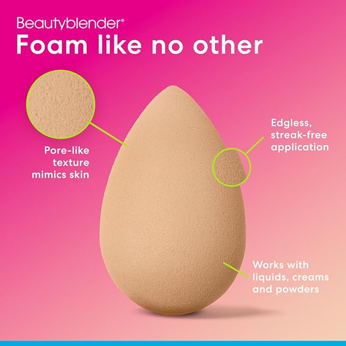 beauty blender Nude Makeup Sponge for a Flawless Natural Look, Perfect with Foundations, Powders & Creams
