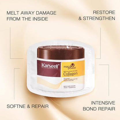 Karseell Collagen Hair Treatment Deep Repair Conditioning Argan Oil Collagen Hair Mask Essence for Dry Damaged Hair All Hair Types 25ml/ 0.34oz（24 packs