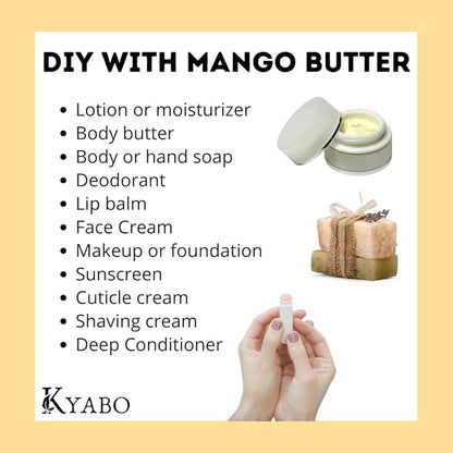 3Lbs MANGO BUTTER PREMIUM Organic Unrefined Raw Virgin 100% Pure Cold Press Grade A Non GMO 100% Natural For Skin BodyCare Beauty Moisturizer DIY For Body Butters, Soap Making,Lotions, Creams…