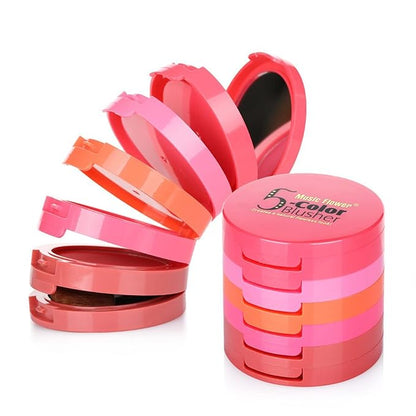 Meao Multi-layer 5 Colors Blusher Compact Powder Makeup Pallet Palette