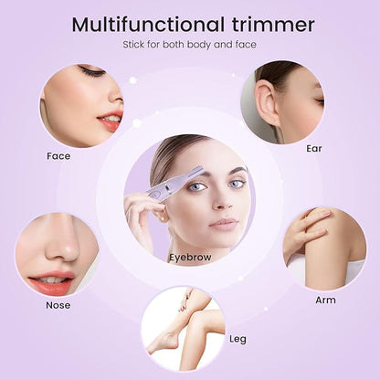 Ear and Nose Hair Trimmer for Women, 2025 Professional Painless 2 in 1 USB Rechargeable Eyebrow & Facial Hair Trimmer, Precision Tool with Powerful Motor and Dual-Edge Blades, IPX7 Waterproof