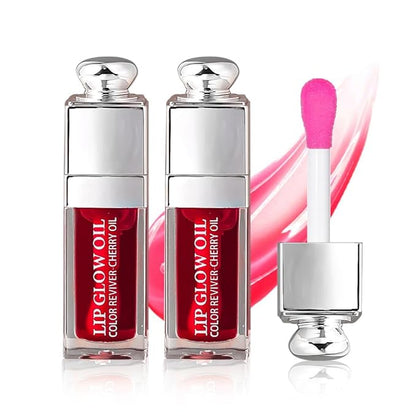 2PCS Hydrating Lip Glow Oil, Lip Oil Gloss Lip 2 OZ