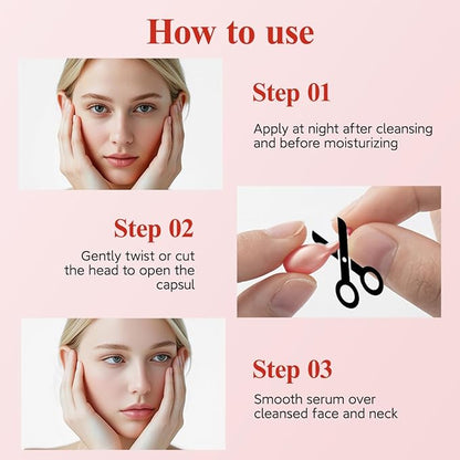 HKH Retinol Face Serum Oil - Anti-Again Night Serum Capsules with Vitamin E, Reduce Wrinkles, Firm & Hydrate Skin, Non-Greasy Formula, Travel-Friendly Skincare, with Scissors, 48 Capsules