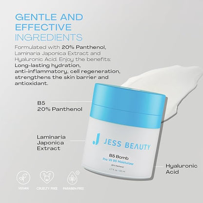 JESS BEAUTY | B5 Bomb Pro Vit B5 Face Moisturizer | Panthenol Cream Skin Care | Vegan Face Cream Skincare Hydration 50 ml