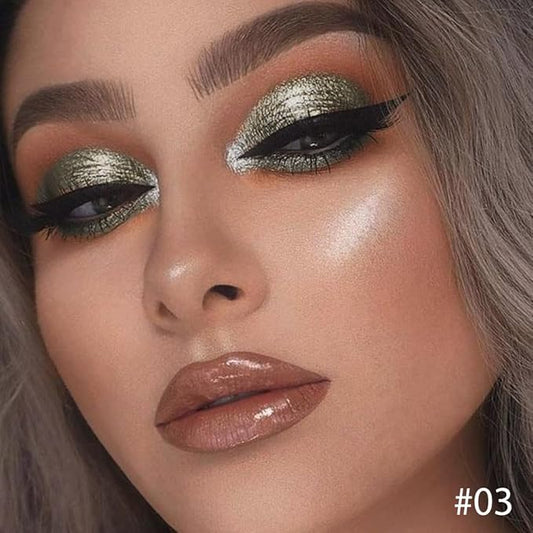 Single Glitter Eyeshadow, Shimmer Eyeshadow Palette, Korean Eye Glitter Makeup, Ultra-Blendable, Sparkle Gold Eye Shadow, Single Shade Metallic Pigmented, (Brown)