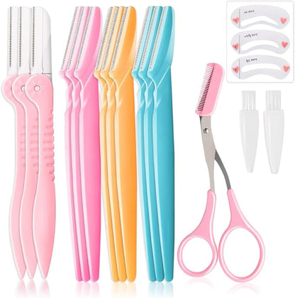 12 Pcs Eyebrow Razor, Face Razors for Women, Exfoliating Trimmers, Eyebrow Grooming Shaper for Women, Peach Fuzz, Hair Removal, Facial Razors Dermaplane Glow Razor