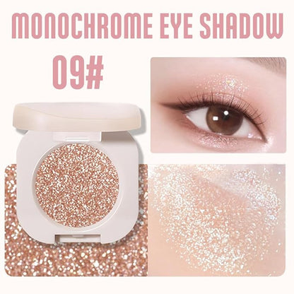 Glitter Shimmer Sparkle Eyeshadow Palette Makeup for Green Blue Eyes, Light Brown Glitter Shimmer Metallic Holographic Multichrome Cream Iridescent Single Monochrome Eye Shadow Makeup