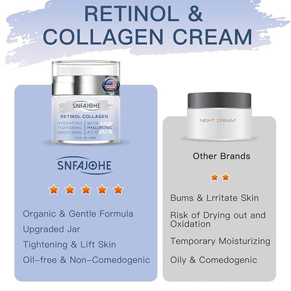 Instant Face Lift Cream with Retinol,Collagen & Hyaluronic Acid, Anti-Aging Moisturizer for Face, Neck & Décolleté,Firming Neck Cream for Women & Men, 1.7 Fl Oz