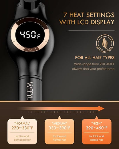 Curling Iron 2 Inch, Large Barrel Curling Wand for Hair, Ceramic Long Barrel Hair Curling Iron Dual Voltage