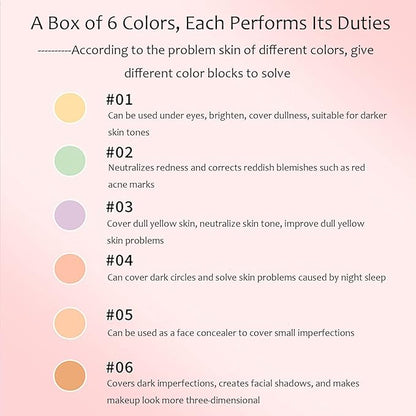 6 Colors Correcting Concealer Palette, Makeup Cream Contour