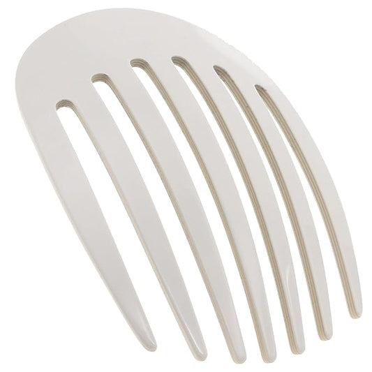 Camila Paris CP3404 French Hair Side Comb Rounded, White Pearl, Handmade French Twist Hair Combs, Strong Hold Hair Clips for Women Bun Chignon, No Slip Styling Girls Hair Accessories Made in France