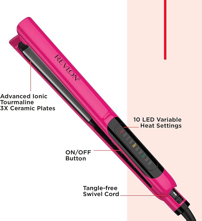 Revlon Smooth Brilliance Ceramic Hair Flat Iron | Smooth Glide and Ultra-Sleek Sylas, (1 in)