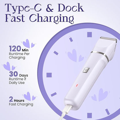 Electric Razors for Women - Wet/Dry Womens Electric Shaver for Legs, Replaceable Body Hair Blade Heads&Hair Remover for Face Head, No Nick, No Cut, No Razor Burn, Purple