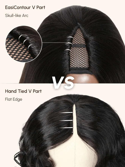 Beauty Forever V Part Wig Human Hair Yaki Straight EasiContour Vpart Wigs No Leave Out Glueless Upgraded Kinky U Part Wigs for Women Beginner Friendly Natural Color 180% Density 18inch