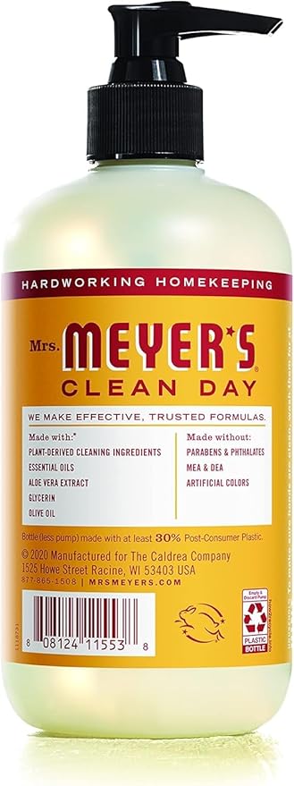 MRS. MEYER'S CLEAN DAY Hand Soap, Clementine, Made with Essential Oils, 12.5 oz - Pack of 3