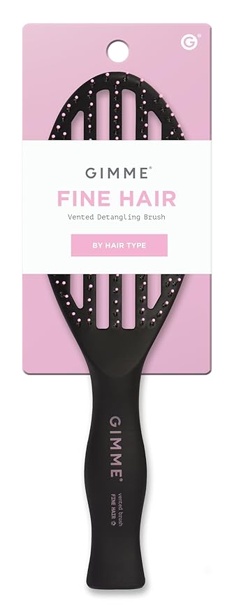 Gimme Beauty Vented Detangling Brush - Quick-Dry, Heat-Resistant Wet Brush for Thick or Thin Locks - Supports Healthy Hair - Flexible Curved Design for Fine Locks - Fine Hair