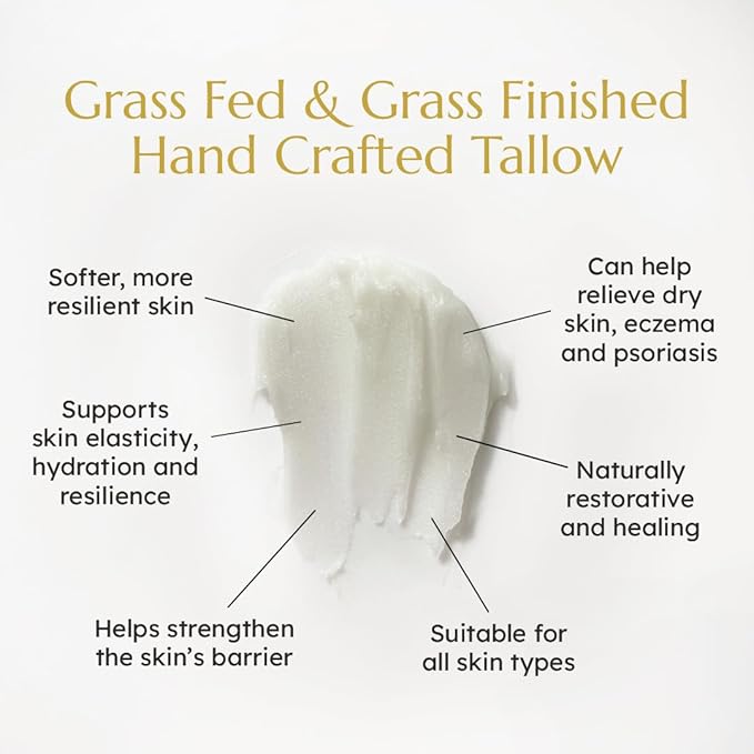 Morning Face Balm - Clean Grass Fed Tallow Balm w/Essential Oils + Collagen Peptides - Nourishing, Soothing, Hydrating and Adds Vitality to Skin. Deeply Renews. No Phthalates or Preservatives.