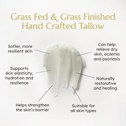 Morning Face Balm - Clean Grass Fed Tallow Balm w/Essential Oils + Collagen Peptides - Nourishing, Soothing, Hydrating and Adds Vitality to Skin. Deeply Renews. No Phthalates or Preservatives.